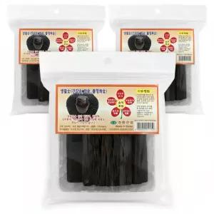 국산 조각 참숯 백탄 3개입 장담그기 간장용 물정화 탈취제 냉장고 공기정화