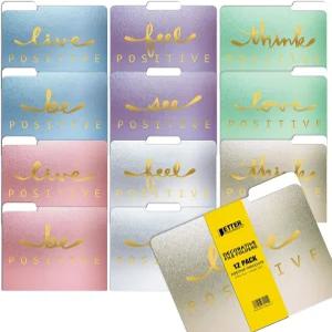 더 나은 사무용품 장식 파일 폴더 12팩 6가지 색상/6가지 문구 12가지 독특한 디자인 무겁고 글자 크기(9.5