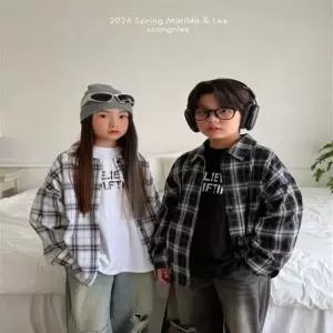 아동 주니어 메모리 체크 셔츠 키즈 체크 남방 루즈핏 셔츠 (5호-19호)