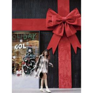 크리스마스 대형 리본 카페 야외장식 장식 자동차아웃 외부 30cm 핑크 실내 웨딩카