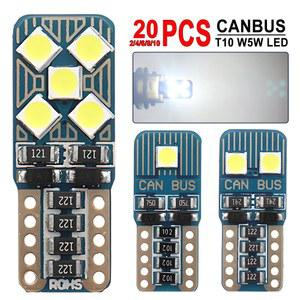 2 20개 CA US T10 W5W LED 전구 12V 2835SMD 6500K 백색 500LM 자동차 실내 돔 도어 글러브 박스 지도 트렁크 번호판등