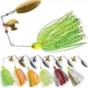 스피너베이트 낚시 미끼 키트 6pcs 베이스 트라우트 파이크 연어 월 담수용 멀티컬러 스피너 금속 수영