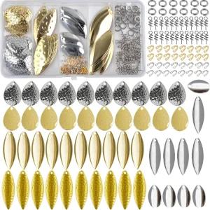 낚시 스푼 리그 스피너 블레이드 미끼 키트 150개 윌로우 콜로라도 스핀 DIY 만들기 용품 베이스 월 파이크