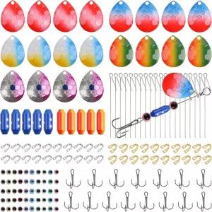 155개 낚시 미끼 제작 용품 키트 스피너베이트 액세서리 블레이드 샤프트 클레비스 와이어 후크 DIY 월