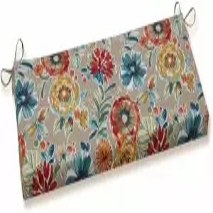 넥타이가 달린 베개 퍼펙트 브라이트 플로럴 실내/외 벤치 쿠션 1 카운트 18인치 x 45인치 탄/블루 콜센