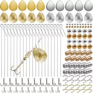 낚시 미끼 만들기 키트 140개 스피너 용품 스푼 리그 스피너베이트 부품 액세서리 인라인 콜로라도