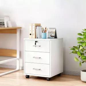 이동식 3단 서랍 화이트 바퀴 책상서랍 캐비닛 수납 바퀴달린 낮은 캐비넷 철제 슬림 이동