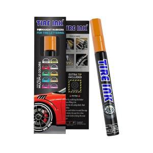 타이어 잉크 컬러 페인트 펜 - 자동차 바퀴용 방수 영구 레터링 | 세차 안전 및 내구성 일본산 (오렌지, 1개)