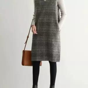 조끼원피스 가을 모직원피스 체크 베스트 여성 미니 c28 겨울