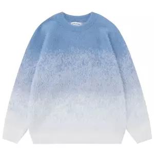 그라데이션 니트 남성 루즈핏 크루넥 오버핏 앙고라