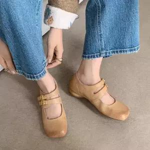 SMK 더블 슈즈 투톤 프렌치 소가죽 펌프스 메리제인슈즈 스틸레토 워싱 스트랩힐 힐펌프스 여성신발 JEN1