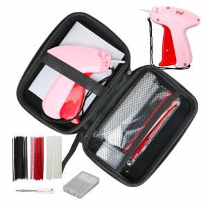옷용 마이크로 스티치 건 - 퀵 재봉 태깅 하드 쉘 케이스에 6개의 니들, 800개의 블랙 & 화이트 500개의 빨간색 패스너가 포함되어 있습니다