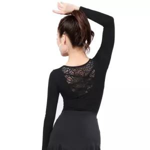 여성 라틴 댄스 상의 모달면 삼각 레이스 등라인 연습 공연복