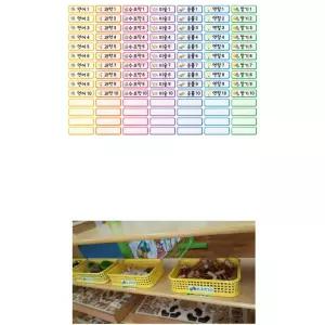 어린이집 유치원 개별영역 인쇄 바구니 방수 스티커 2세트 알림판 안내판 복지관 놀이공원