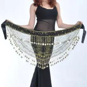 밸리댄스 힙스카프 스팽글 무대의상 공연 반짝이 퍼플