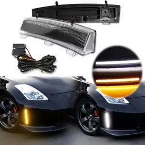 KENRTIR 350z LED 사이드 마커 DRL 어셈블리 전면 범퍼 리플렉터 화이트/앰버 스위치백 주간 주행등