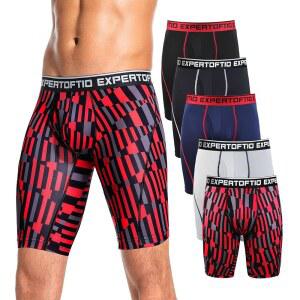 엑스퍼트옵티오 남성 속옷 9인치 엑스트라 롱 레그 복서 브리프 남성용 팩, 운동, 스포츠, 퀵 드라이, 수분 위킹 플라이
