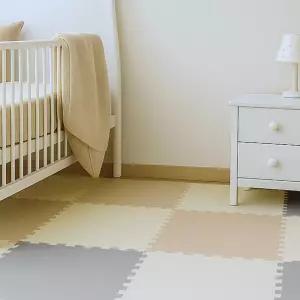 Flooring Inc의 레인보우 내추럴 하모니 플레이 매트 - 탈착식 가장자리가 있는 어린이 안전 폼 바닥 타일