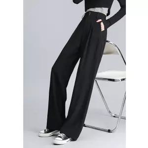 와칸다 여성 여성용 팬츠 가을 캐주얼 와이드팬츠 드리워진 일자 정장 하이웨스트 KKE3