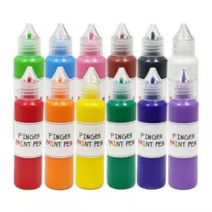 핑거 페인트펜 12색 세트(각 50ml)/시간/워셔블/언제/어디서나/가볍게/쉬운/트렌디/스타일/볼류미/질감
