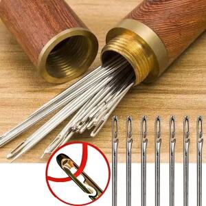 블라인드 재봉 바늘 노인용 스테인리스 스틸 자동 자가 스레딩 DIY 펀치 니들 실꿰기