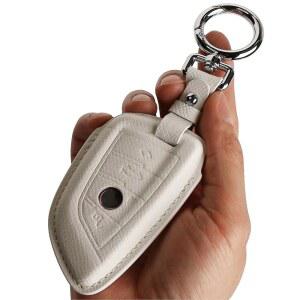 [미국배송] CISUI 가죽 키포브 커버 케이스 키체인 쉘 BMW 2 5 6 7 X1 X2 X3 X5 X6 시리즈(화이트)와 호환 가능