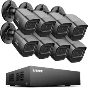 SANNCE 1080P 카메라 시스템 8CH H.264+ 1080N 가정용 감시 DVR 및 (8)×1080P 날씨 방지 실외 CCTV