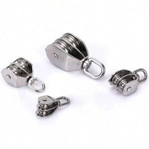 1개 더블 풀리 블록 304 스테인리스 스틸 리프팅 휠 회전 와이어 로프 풀리 걸이용 견인 휠 M20 M25 M32 M50