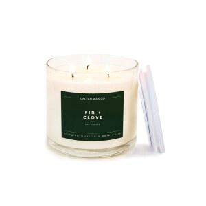 Calyan Wax Co. Fir & Clove 3 Wick 향초 - 43시간 연소 럭셔리 소이 캔들 무독성 왁스 가정용 오래 지속되는 대형 유리병 14.9온스