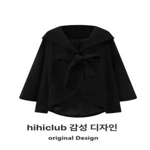 모직 코트 망토 스타일 숄 여성용 블랙 겨울 케이프 검은색