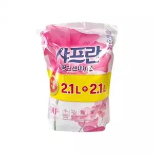 샤프란 섬유 유연제 핑크 2100ml 2개 샤프란코튼 섬유린스 샤프란핑크