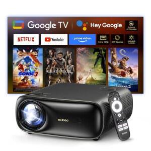 NexiGo PJ40 프로 구글 TV 프로젝터, 네이티브 1080p, 4K 지원, AI 이미지 향상, 800 ANSI 루멘, 자동 키스톤이 있는 스마트 20W 스피커, 백라이트