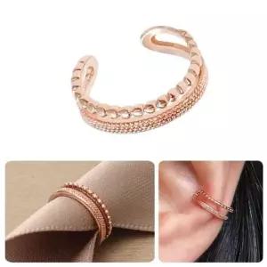여성이어커프 두줄 더블 로즈골드 링 귀찌 이어커프 14KGP