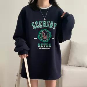 [유야]여성 면 레터링 트임 맨투맨 롱 티셔츠 박스티 -FTS1089- 봄 가을