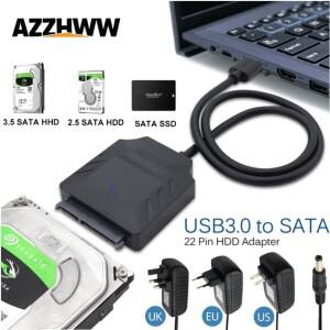 SATA to USB 3.0 어댑터 케이블 (3.5/2.5인치 SSD/HDD 하드 드라이브 리더용) III 디스크 컨버터 (전원 포
