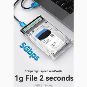핫2.5인치 HDD 케이스 SATA to USB3.2 SSD 디스크 박스용 하드 드라이브 인클로저 5Gbps Type-C 외장형