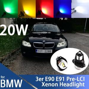 LED 마커 엔젤 아이즈 - 화이트/레드/옐로우/블루/그린 BMW 호환 E90 E91 2005-2008용 20W 고출력 장수명