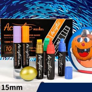 10/12 색상 점보 15/10mm 아크릴 페인트 마커 펜 세트  넓은 치즐 팁 락 페인팅 낙서 팝 광고 아트