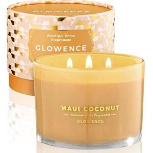 글로우런스 럭셔리 코코넛 향 캔들 - 라지 3 윅 병 캔들 - 여성 및 남성을 위한 우아한 선물 - 100% 천연 대두 왁스 - 최대 40시간의 연소 시간 - 가정용 집들이 아로마테라피 캔들