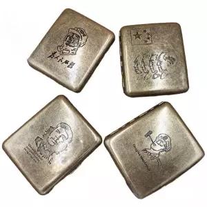 레트로 청동 양각 담배케이스 금속 상자 휴대용 슬림 흡연 선물 빈티지