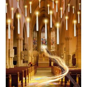 크리스마스 장식 - 지팡이 마법이 걸린 32개의 떠다니는 양초, 불꽃 없는 따뜻한 불빛 깜빡임 배터리 작동 양초, 할로윈 크리스마스 테마 파티를 위한 떠다니는 LED 양초