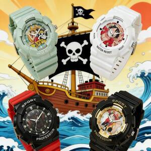 원피스 전자 시계 애니메이션 루피 학생 방수 손목 소년 쿼츠 스포츠 선물