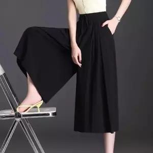 [라일리여성의류] Rly 와이드 여성 밴딩 주름 절개 7부 여름 치마바지