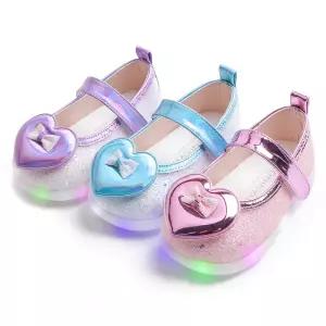 풋풋 베이비 하트팡 LED 유아동 여아구두슬립온 단화