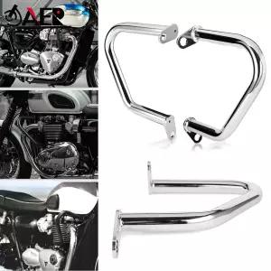 Triumph Bonneville T100 T120 Bobber Thruxton 1200/R 스트리트 컵/트윈 - 용 금속 범퍼 엔진 가드 크래시