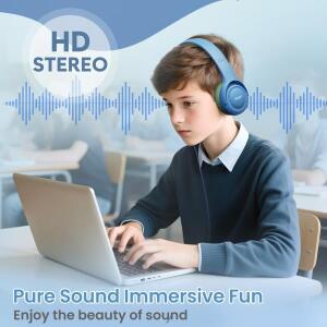 에이서 키즈 유선 헤드폰 HK03 (학교용) 85/94dB 볼륨 제한기 3.5mm 잭 접이식 스테레오 사운드 헤드셋 (여