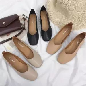 사각 앞코 플랫슈즈 여자편한신발 여자 캐주얼정장 낮은굽 구두 여성단화구두 3cm