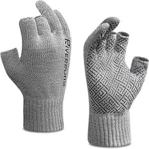 리버런 양털 낚시 장갑 - 남녀용 겨울용 손가락 없는 뜨개질 3컷 추운 날씨 플라이 얼음 카약용 따뜻한