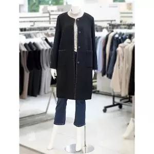 [하프클럽/프로그램]프로그램 세이브존03 트위드 배색 라인 라운드넥 울 코트 AGP244C058A