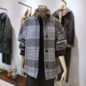 [하프클럽/데미안]  DI81110 밍크탈착체크프린트코트